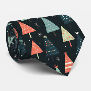 Elegant Festive Black Christmas Tree Pattern Tie