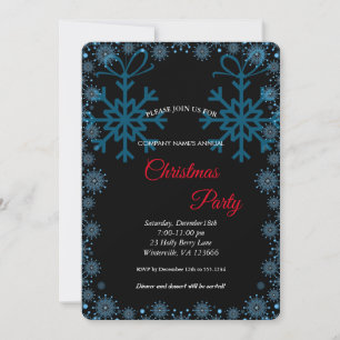 Elegant Festive Blue Flakes Invitation