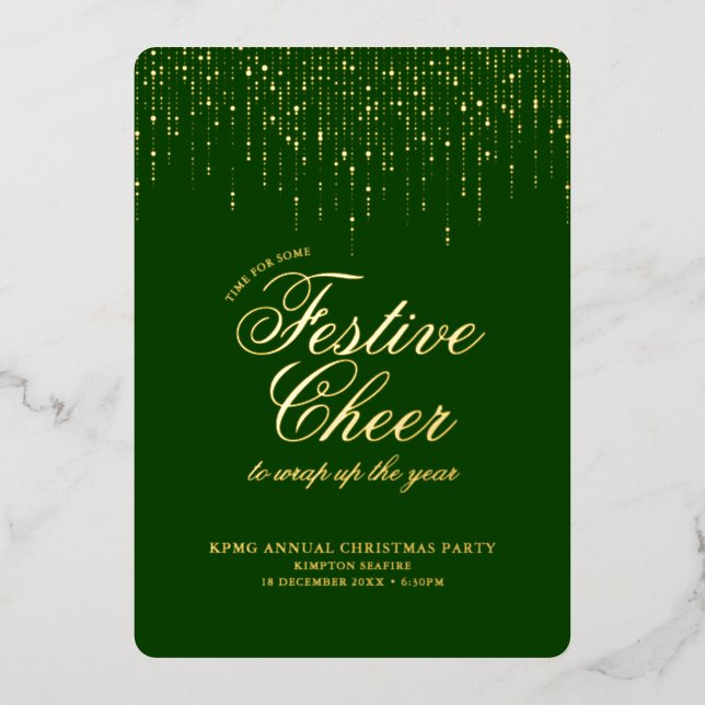 Elegant Festive Cheer Green Holiday Party (Front)