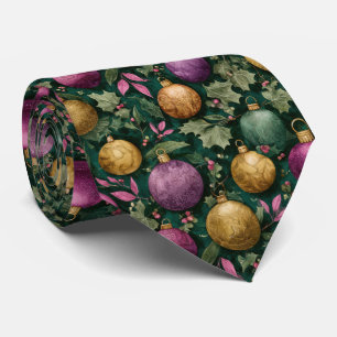 Elegant Festive Christmas Baubles Pattern  Tie