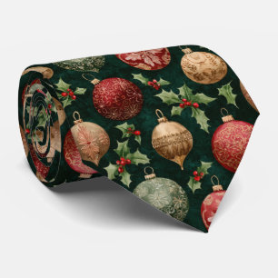 Elegant Festive Christmas Baubles Pattern Tie