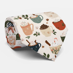 Elegant Festive Christmas Mugs Pattern Tie