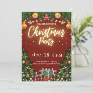 Elegant Festive Christmas Party Invitation