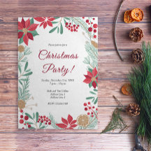 Elegant Festive Christmas Party Invitation Card