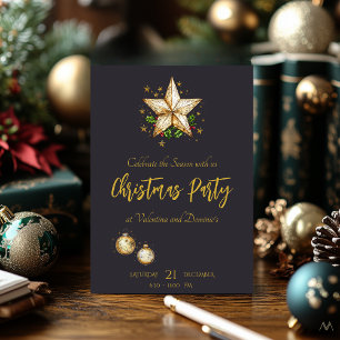 Elegant Festive Christmas Party with Star Invitation