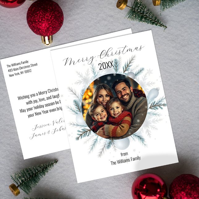 Elegant Festive Christmas Photo Wreath  Holiday Postcard (Creator Uploaded)