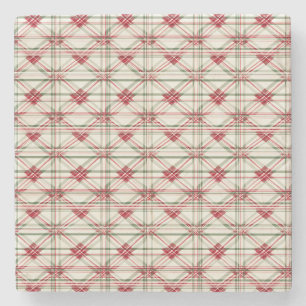 Elegant Festive Christmas Plaid Stone Coaster