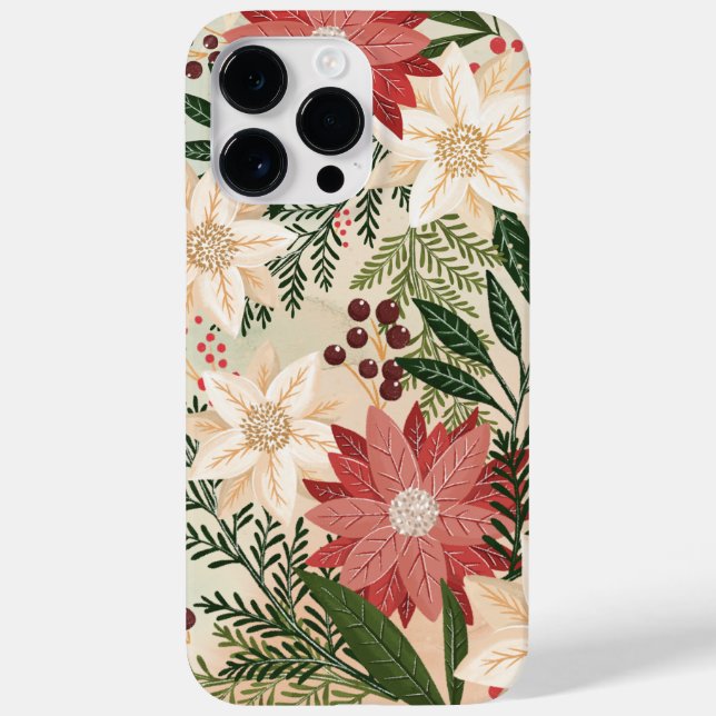 Elegant Festive Christmas Poinsettia Holiday Case-Mate iPhone Case (Back)
