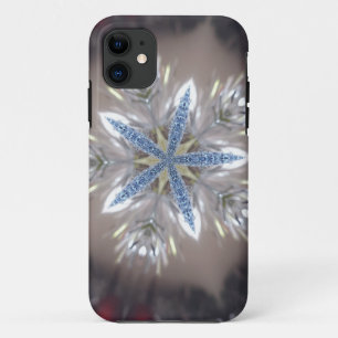 Elegant Festive Christmas Star Shiny Blue White iPhone 11 Case