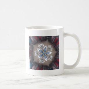 Elegant Festive Christmas Star Shiny Blue White Coffee Mug
