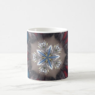Elegant Festive Christmas Star Shiny Blue White Coffee Mug