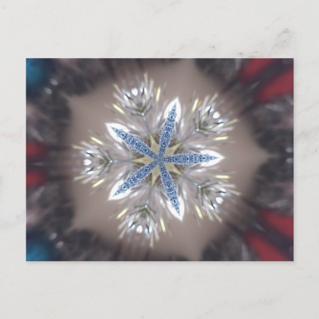 Elegant Festive Christmas Star Shiny Blue White Holiday Postcard (Front)