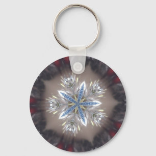 Elegant Festive Christmas Star Shiny Blue White Key Ring