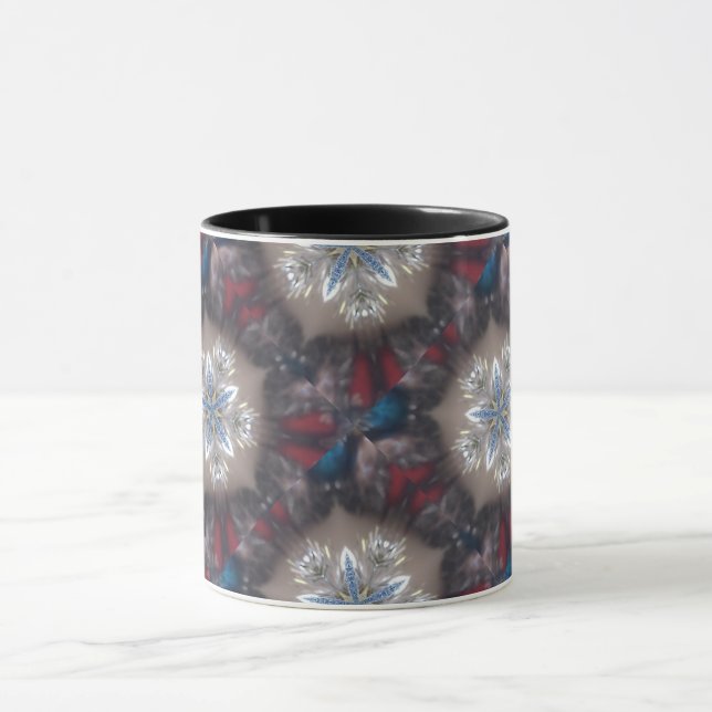 Elegant Festive Christmas Star Shiny Blue White Mug (Center)