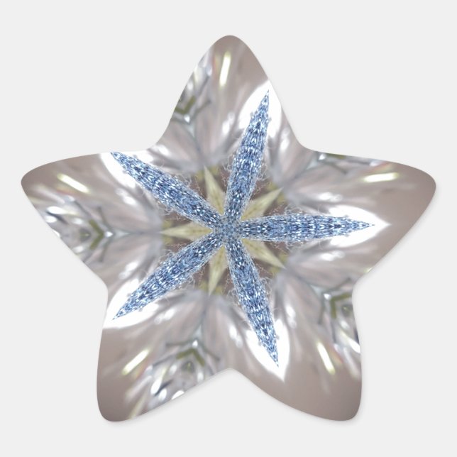Elegant Festive Christmas Star Shiny Blue White Star Sticker (Front)