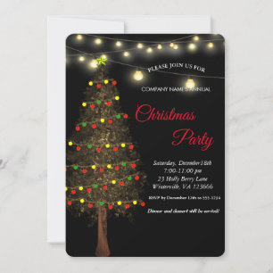 Elegant festive Christmas tree Lamps Invitation