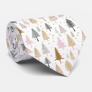 Elegant Festive Christmas Trees Pattern Tie