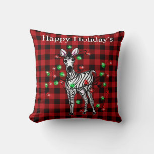 Elegant festive Christmas Zebra twinkle lights Cushion