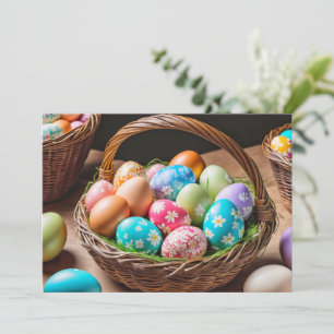 Elegant Festive Colourful Easter Eggs Holiday Card