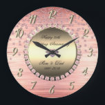 Elegant Festive  Diamonds 25th Wedding Anniversary Large Clock<br><div class="desc">Elegant diamonds wedding anniversary clock.</div>