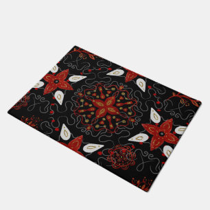 Elegant, festive feel symmetrical floral pattern doormat