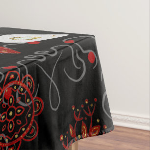 Elegant, festive feel symmetrical floral pattern tablecloth