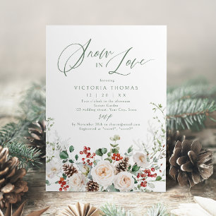 Elegant Festive Floral Snow in Love Bridal Shower Invitation