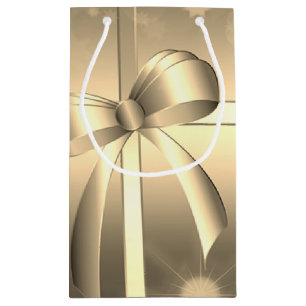 Elegant Festive Gold Bow Small Gift Bag
