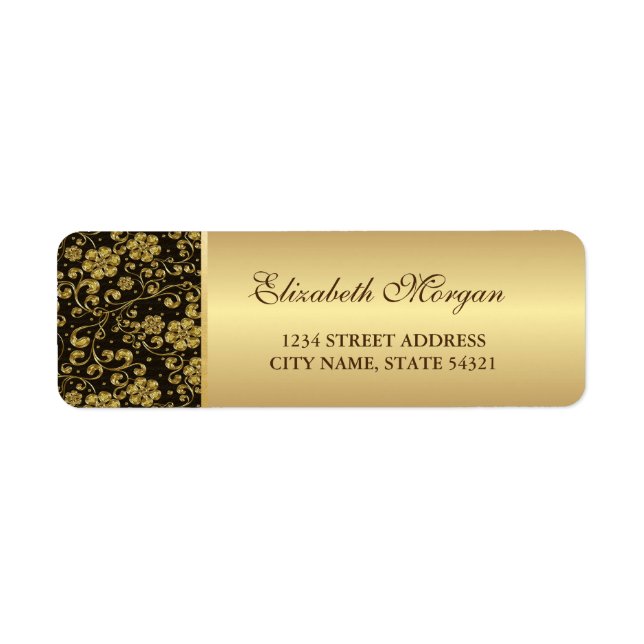 Elegant Festive Gold Flowers, Black Label (Front)