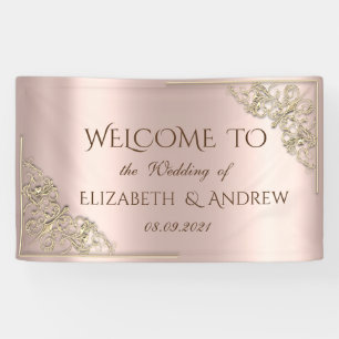 Elegant Festive Gold Frame Rose Gold Banner