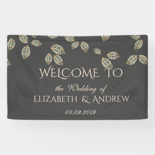 Elegant Festive Gold Leaves  Wedding Banner