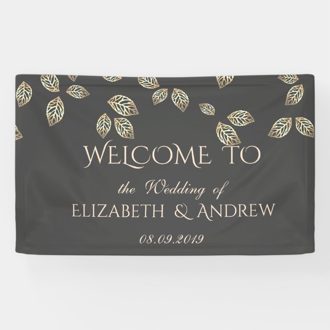 Elegant Festive Gold Leaves  Wedding Banner (Horizontal)