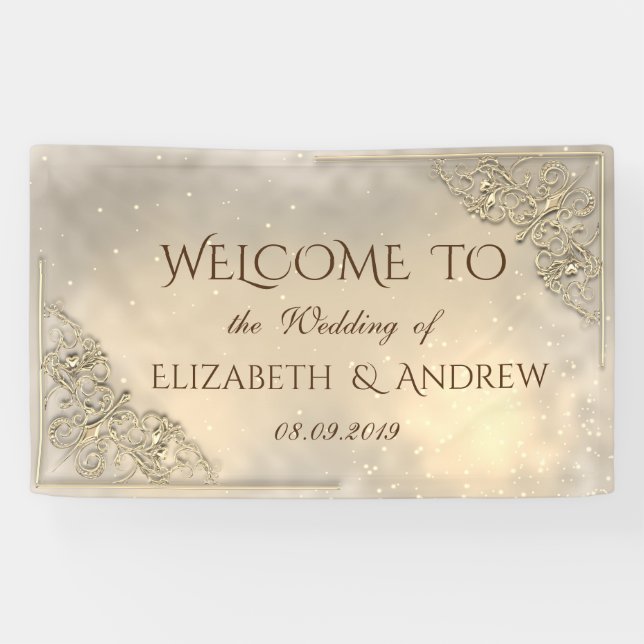 Elegant Festive  Gold   Wedding Banner (Horizontal)