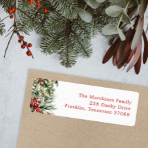 Elegant Festive Greenery Holiday Return Address