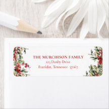 Elegant Festive Greenery Holiday Return Address