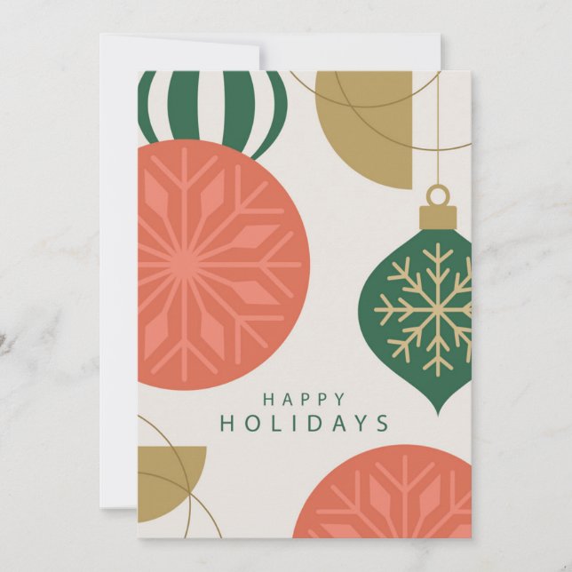 Elegant Festive Ornament Holiday Greeting Card (Front)