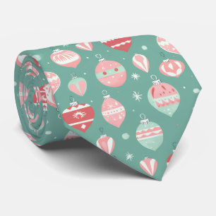Elegant Festive Pink Christmas Baubles Pattern Tie