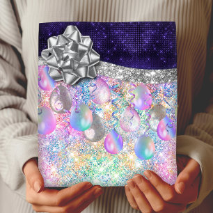 Elegant festive pink faux glitter balloons wrapping paper sheet