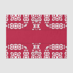 Elegant Festive Red and White Damask Pattern Tissue Paper