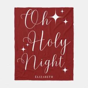 Elegant Festive Red White Personalised Christmas Fleece Blanket
