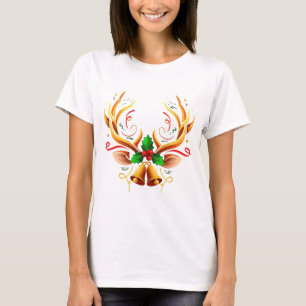 Elegant Festive Reindeer Antlers  Modern Christmas T-Shirt