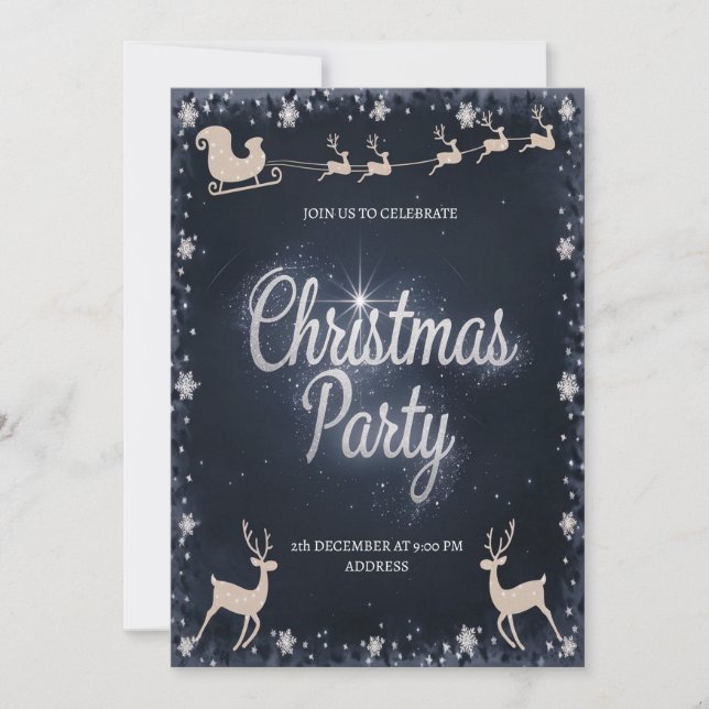 Elegant Festive Santa Christmas Party Invitation (Front)