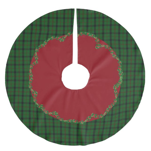 Elegant Festive Scottish Kincaid Plaid Tree Skirt (Front)