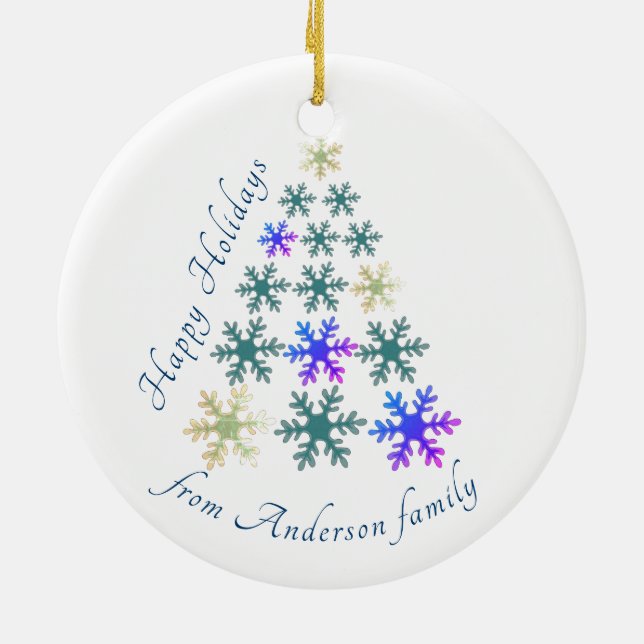 Elegant Festive Snowflake Christmas Tree Holiday Ceramic Tree Decoration (Back)