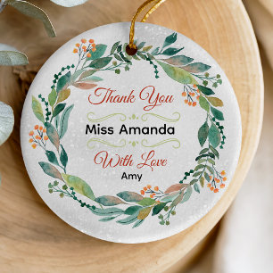 Elegant festive teacher Christmas wreath Ceramic Tree Decoration