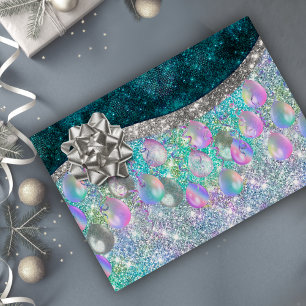 Elegant festive turquoise faux glitter balloons  wrapping paper sheet