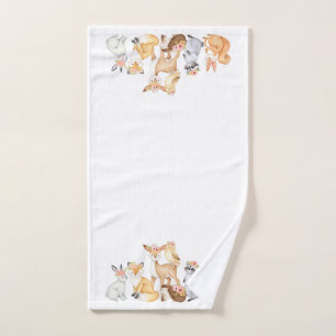 Elegant Festive Watercolor Winter Woodland Animals Bath Towel Set