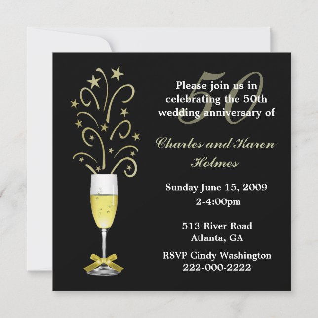 Elegant Festive Wedding Anniversary Invitation (Front)
