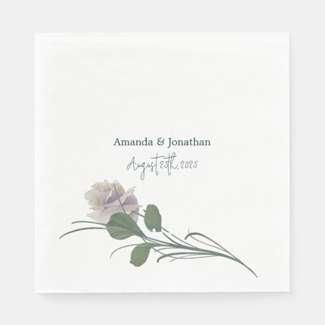 Elegant Field Flower Monogram Wedding Napkins (Front)