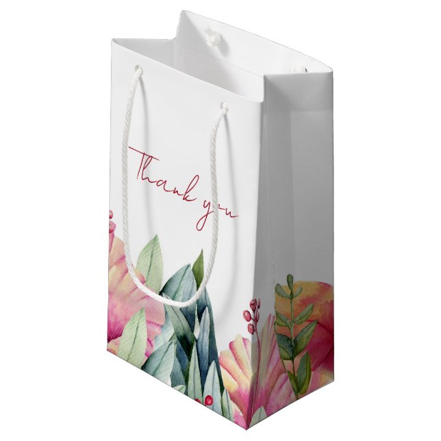 Elegant Field Flowers Wedding Favour Gift Bag (Front Angled)